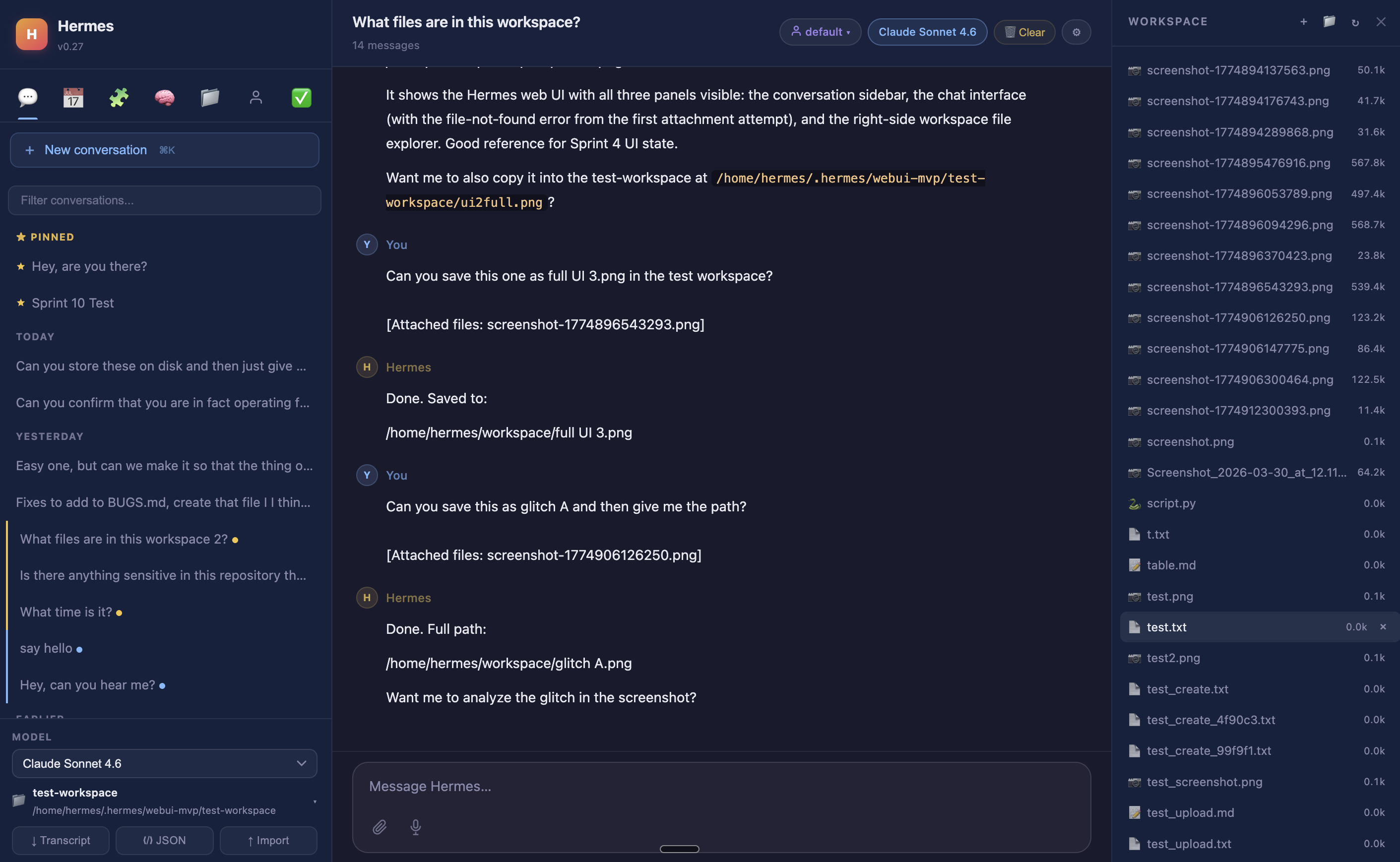 Workspace file browser with inline preview